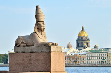 Sphinx on Universitetskaya embankment of Neva river in Saint Petersburg, Russiaのeditorial素材