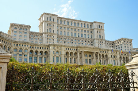 BUCHAREST, ROMANIA - AUGUST 09  The Palace of the Parliament on August 09, 2012 in Bucharest, Romania  The palace is the second largest administrative building in the world after the Pentagon のeditorial素材