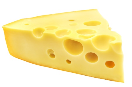 Piece of cheese isolated on a white backgroundの写真素材