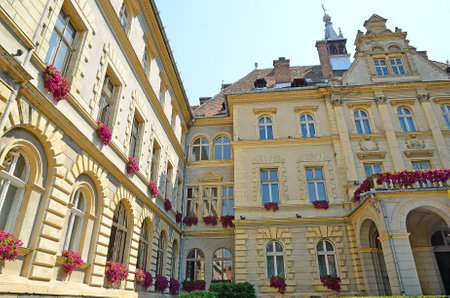 SIGHISOARA, ROMANIA - JULY 28: The municipality building on July 28, 2012 in Sighisoara, Romania. Sighisoara has a population of 26,370 according to the 2011 census.
のeditorial素材