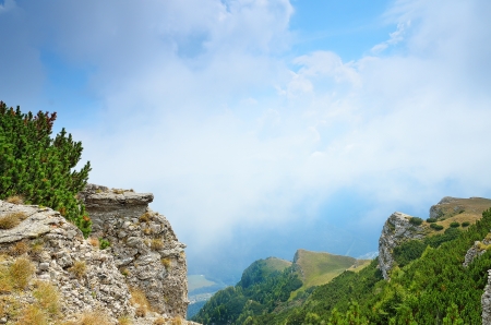 Carpathian mountains on sky background in a summerの写真素材
