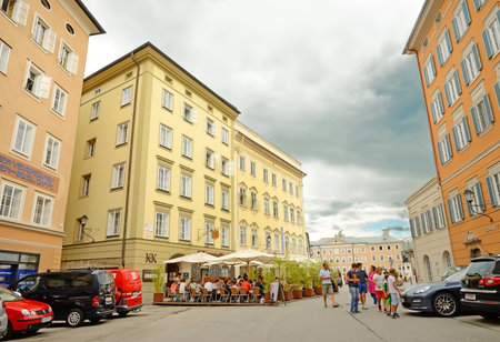 SALZBURG, AUSTRIA - JULY 30  View of Salzburg on July 30, 2013 in Salzburg, Austria  Salzburg is the birthplace of Wolfgang Amadeus Mozart  City was listed as a UNESCO World Heritage Site in 1997 のeditorial素材