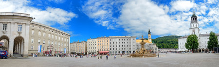 SALZBURG, AUSTRIA - JULY 30  Residenzplatz square on July 30, 2013 in Salzburg, Austria  Residenzplatz is located in the heart of the historic center of Salzburg  Was built in 1587 のeditorial素材