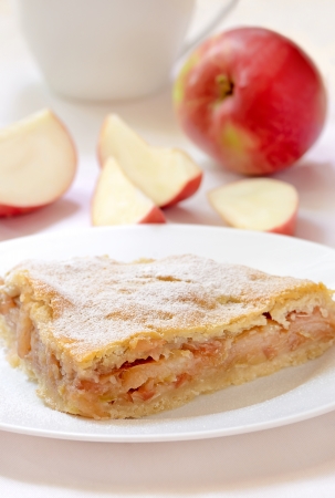 Apple pie on the white plate の写真素材