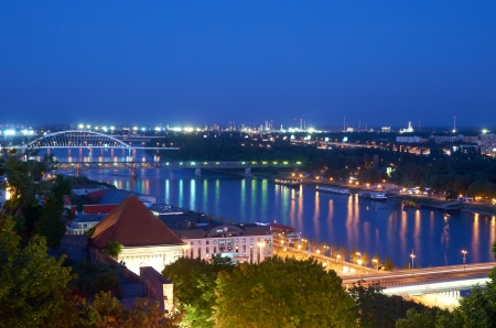 View of Bratislava at night, top viewの写真素材
