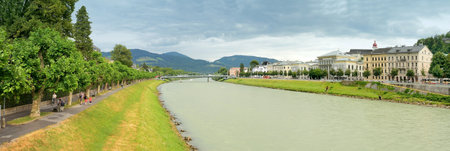 SALZBURG, AUSTRIA - JULY 30  View of Salzburg on July 30, 2013 in Salzburg, Austria  Salzburg is the birthplace of Wolfgang Amadeus Mozart  City was listed as a UNESCO World Heritage Site in 1997 のeditorial素材