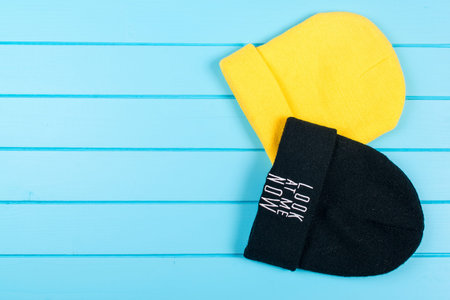 Set of the two womens knitted hats.