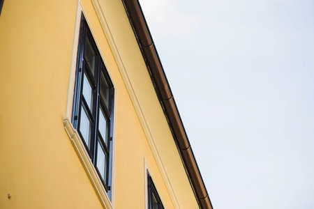 Old wooden window on the house.