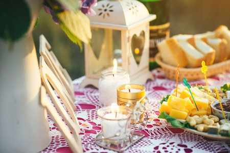 Vintage elements and decorations for outside wedding decor, romantic event or birthday party in...