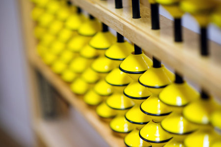 Big Japanese abacus. Mental arithmetic school. Back to school concept. Abacus for calculation,...