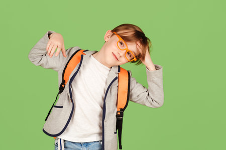 Back to school concept. School kid in class. Elementary school and education. Cute school kid in...