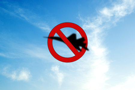 A call to close the sky. The sky with the inscription close the sky. Let's protect the sky of...