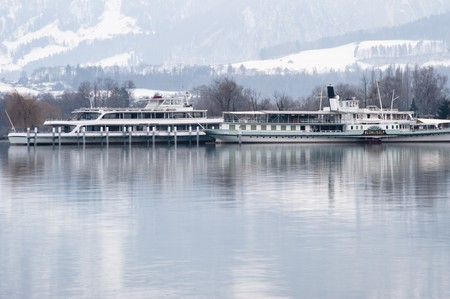 harbor in winterの写真素材