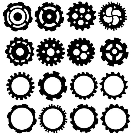 Hand drawn funky Gears and cogs icon collectionのイラスト素材