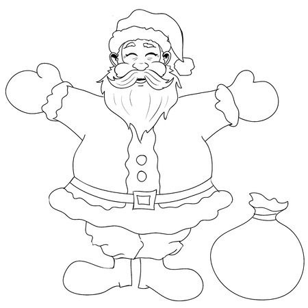 Black And White Happy Santa Claus With Open Arms For Huggingのイラスト素材