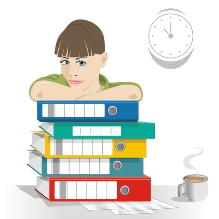 cartoon image of a business woman in work officeのイラスト素材