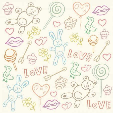 seamless pattern with love doodlesのイラスト素材