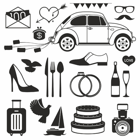 Wedding set iconのイラスト素材