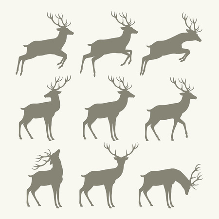 christmas reindeer silhouettesのイラスト素材