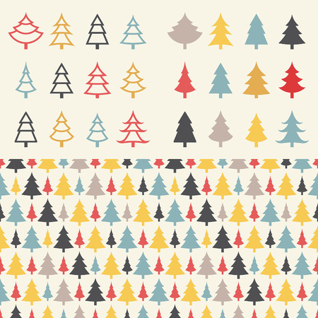 Christmas tree setのイラスト素材