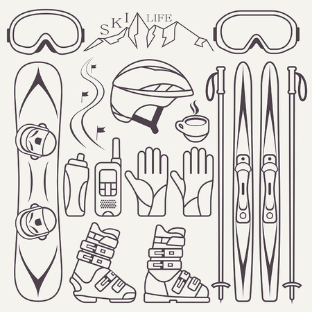 Set of skiing and snowboardingのイラスト素材