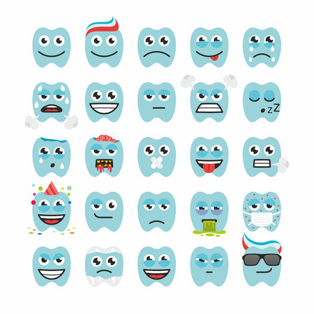 teeth with different emotionsのイラスト素材