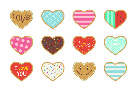 Set of valentine heart shaped cookiesのイラスト素材