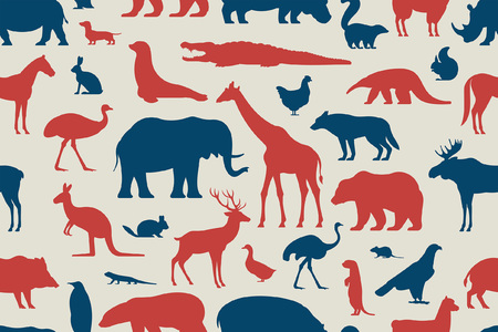 pattern with different animals vector illustration.のイラスト素材