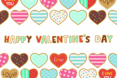 Happy Valentine's day. background with heart shaped cookiesのイラスト素材