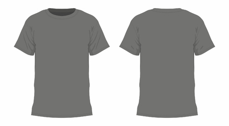 Front and back views of men's black t-shirt on white background.のイラスト素材