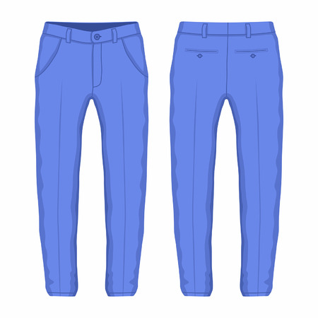 Men's purple trousers. Front and back views on white backgroundのイラスト素材