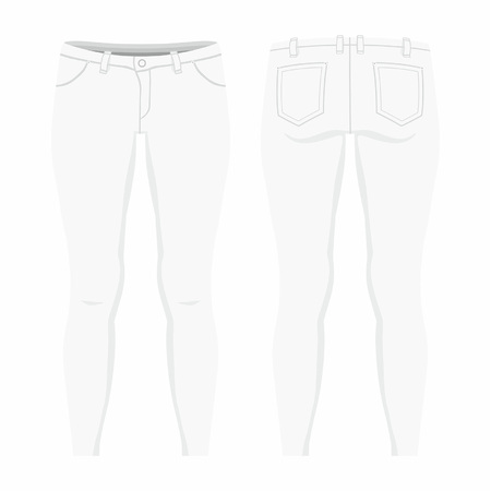 Women's white jeans. Front and back views on white backgroundのイラスト素材