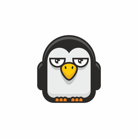Cute penguin icon on white backgroundのイラスト素材