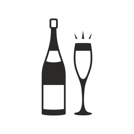 Bottle and glass of champagneのイラスト素材