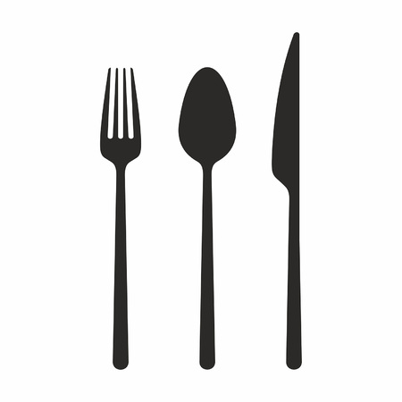 Knife, fork and spoon vector iconのイラスト素材