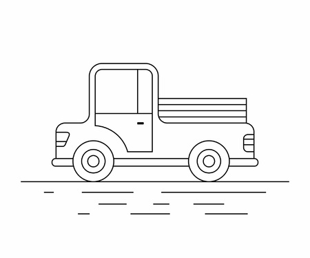 Pickup truck of a farmer line icon.のイラスト素材