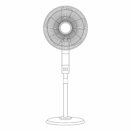 Plain electric stand fan with thin line style, isolated on white backdropのイラスト素材