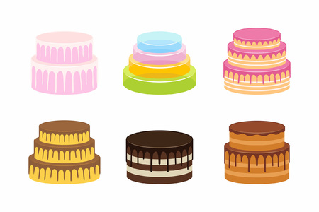 Cakes set, isolated on white backgroundのイラスト素材