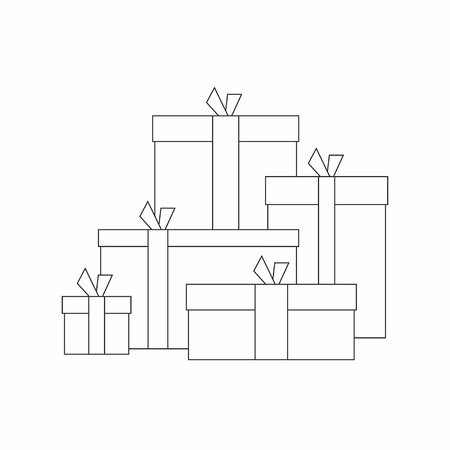 Big pile of black and white wrapped gift boxes design templateのイラスト素材