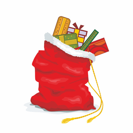 Santa big bag. Christmas sack Red large. sackful Gift for childrenのイラスト素材