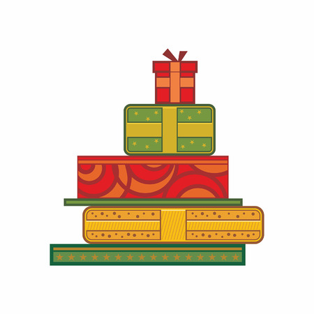 Big pile of colorful wrapped gift boxesのイラスト素材