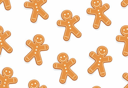 gingerbread man seamless pattern. isolated on white backgroundのイラスト素材