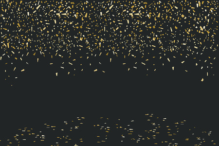 Golden confetti isolated on black backgroundのイラスト素材