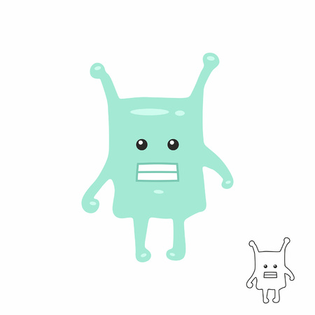 Cute green Cartoon Monsterのイラスト素材