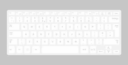 White computer keyboard. isolated on gray background