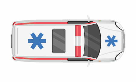 Top view of an ambulance. isolated on white backgroundのイラスト素材