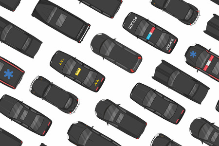Top view of Black cars Seamless pattern illustration.のイラスト素材