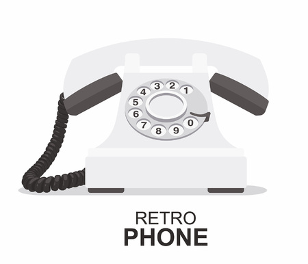 White vintage telephone isolated on whiteのイラスト素材
