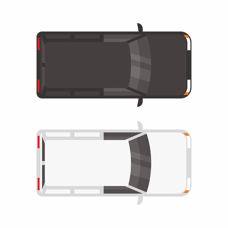 Top view Two car. White and blackのイラスト素材