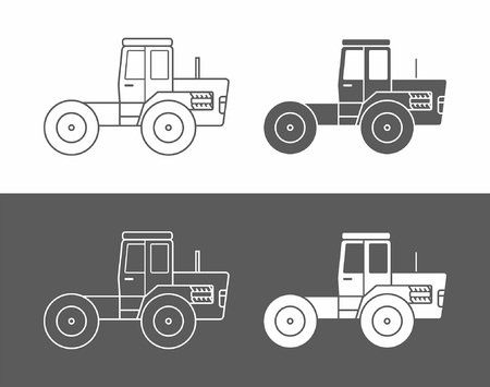 Tractor icon vector set in black and white Illustration.のイラスト素材